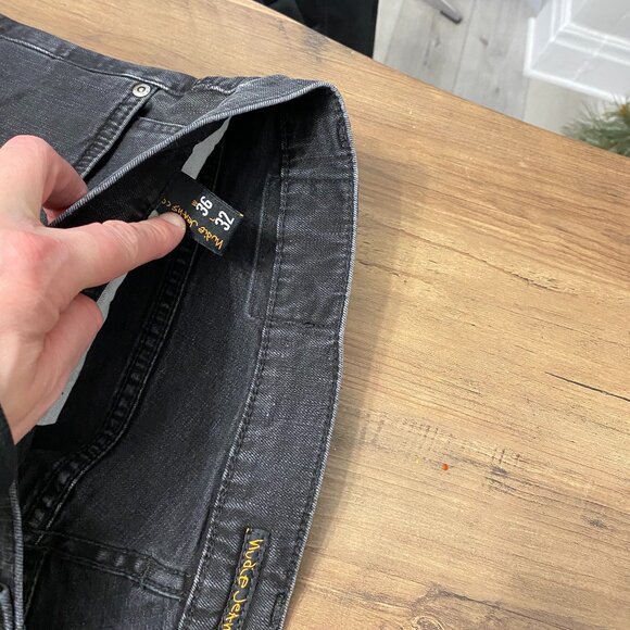 Nudie Grim Tim 36 by 32 Taken up to a 30 Length Concrete Black - Picture 3 of 4